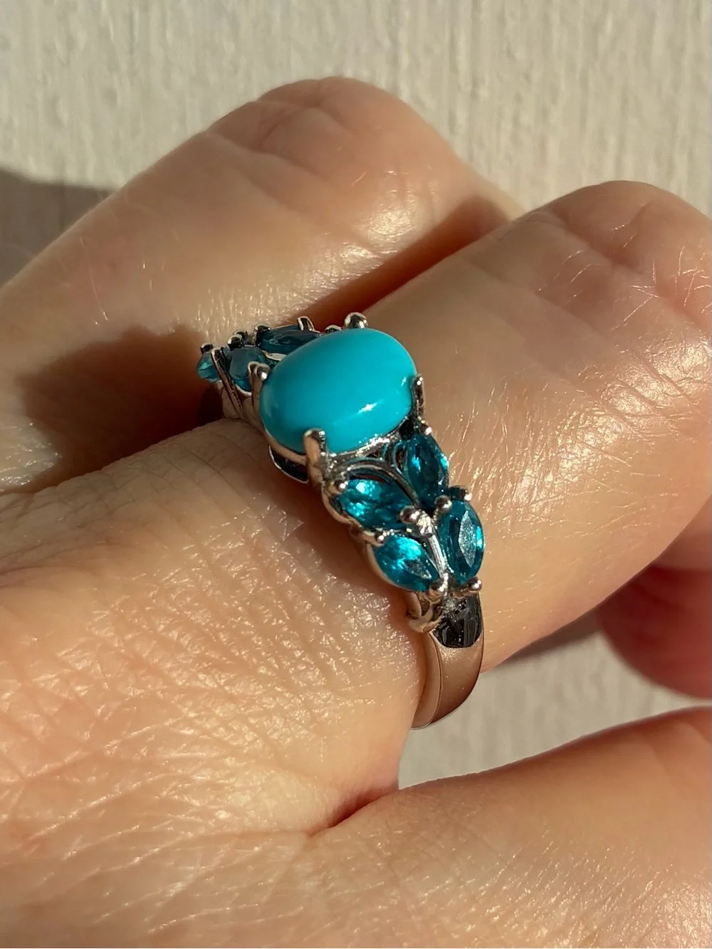 Sleeping Beauty Turquoise & Blue Apatite Band Ring